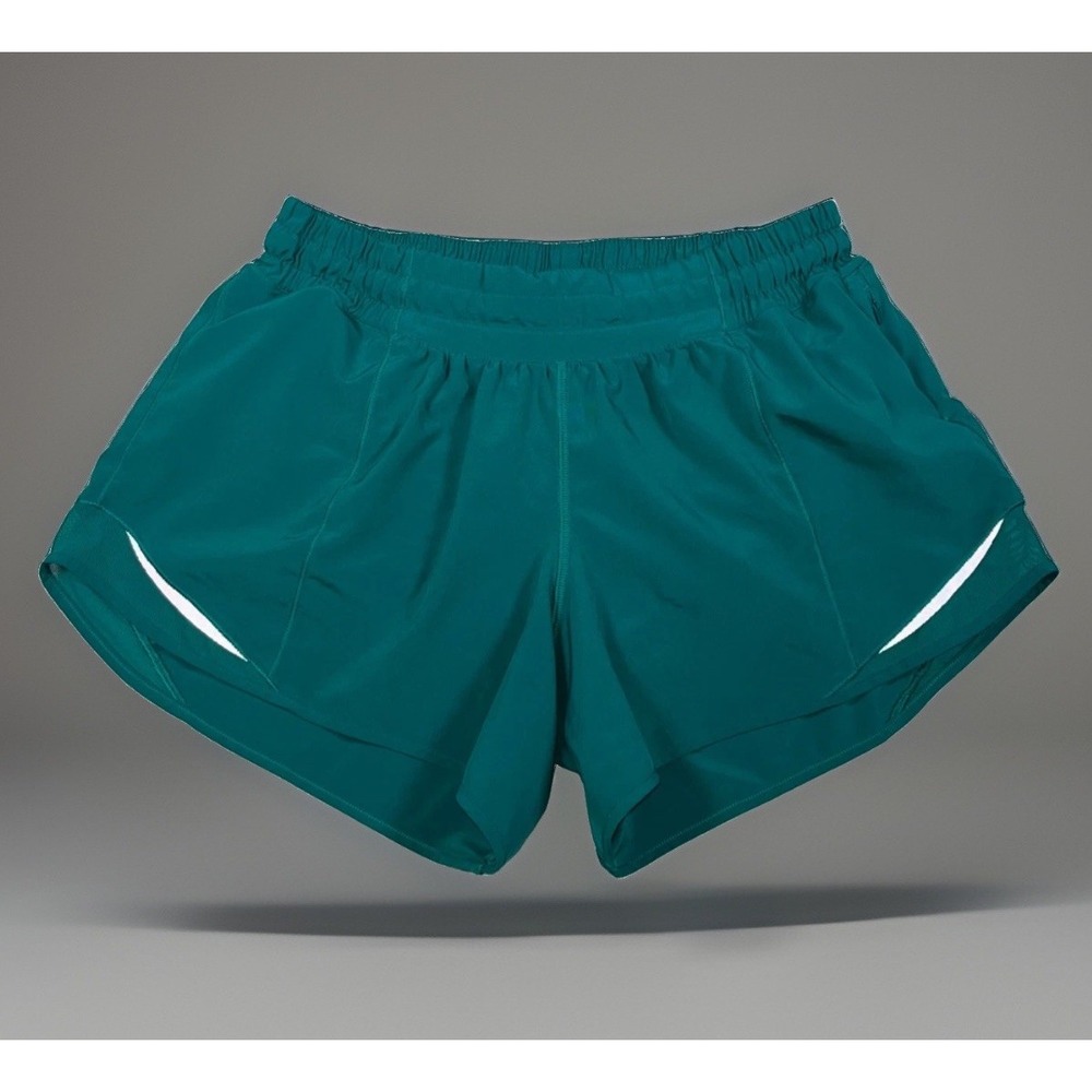 Lululemon Hotty Hot Short II (Long 4") Women Size 6 Teal Green Lined W7AGTT